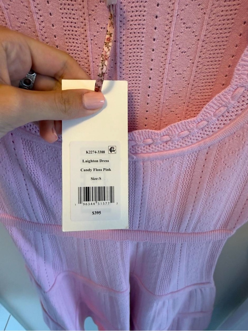 Love Shack Fancy Pink Knit Laighton Mini Dress - Picture 4 of 6
